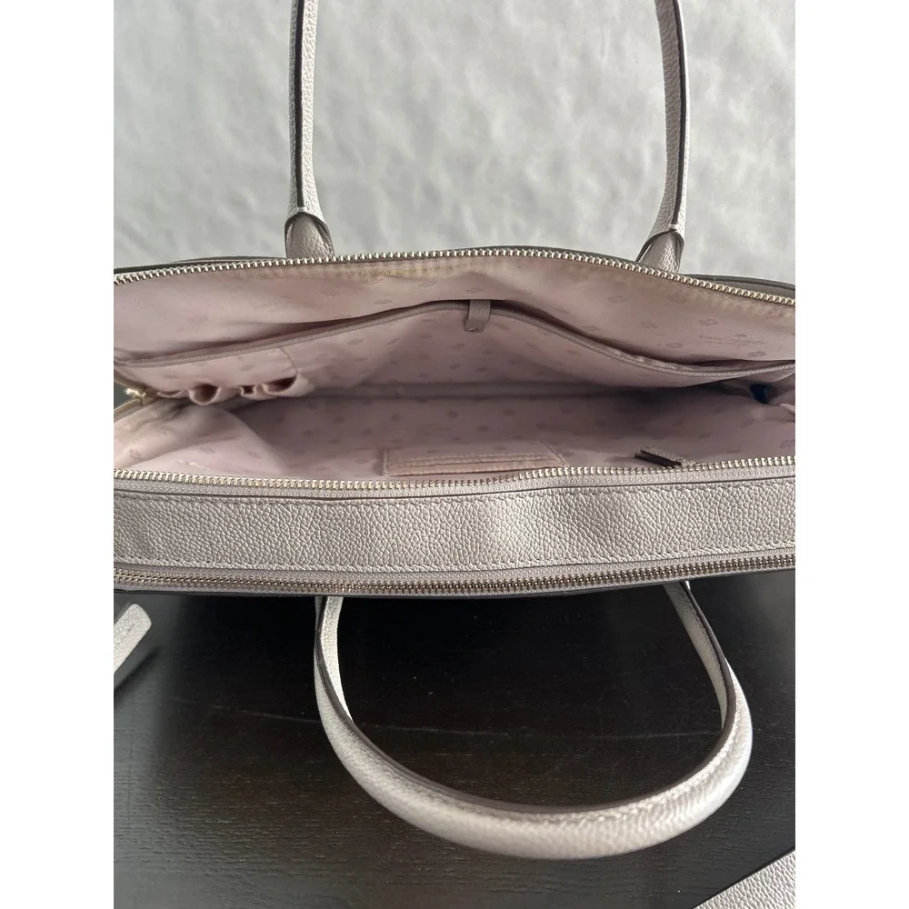 Kate Spade Grey Pebbled Leather Laptop Bag Briefcase Crossbody Messenger Bag